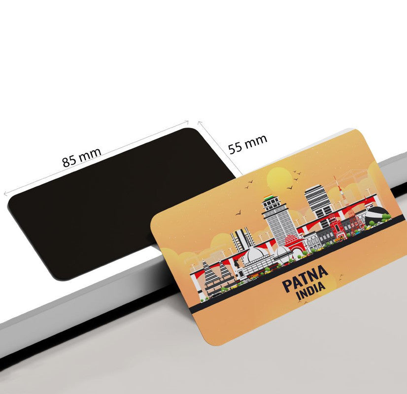 dhcrafts Rectangular Rubber Fridge Magnet / Magnetic Card Orange India Patna Design Pack of 1 (8.6cm x 5.4cm)